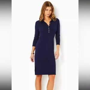 NWT Lilly Pulitzer 3/4 sleeve knee length dress in true navy size XL.